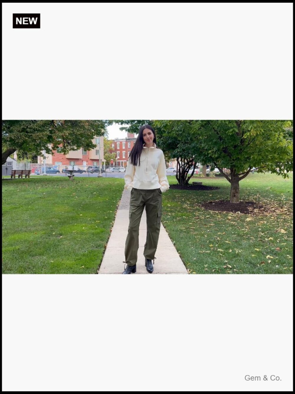 High Waisted Cargo Pants Baggy Stretchy 6 Pockets Drawstring Ankle Cuffs Y2K - Picture 6 of 7